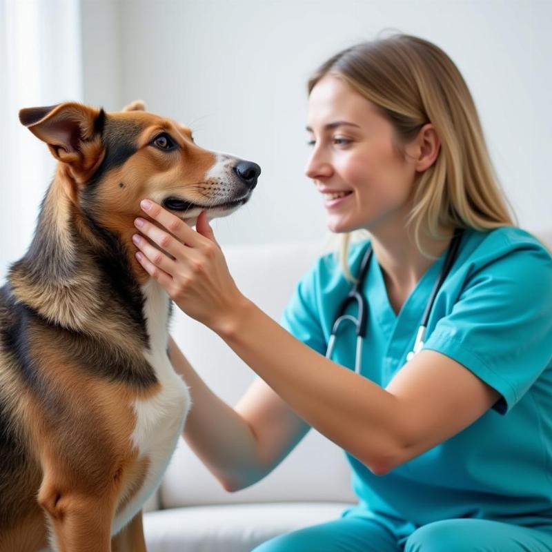 Veterinarian Examining a Dog