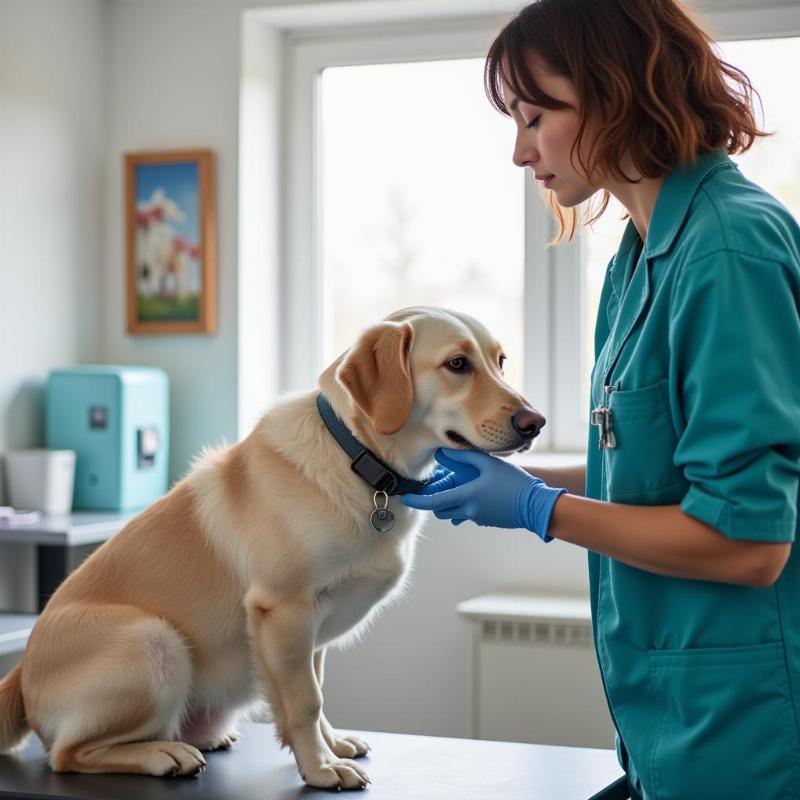 Veterinarian Examining a Dog