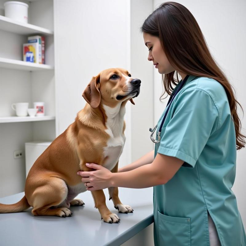 Veterinarian Examining Dog for Fluid Retention