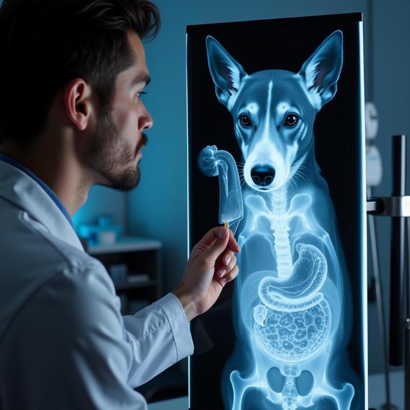 Veterinarian Examining a Dog's X-Ray