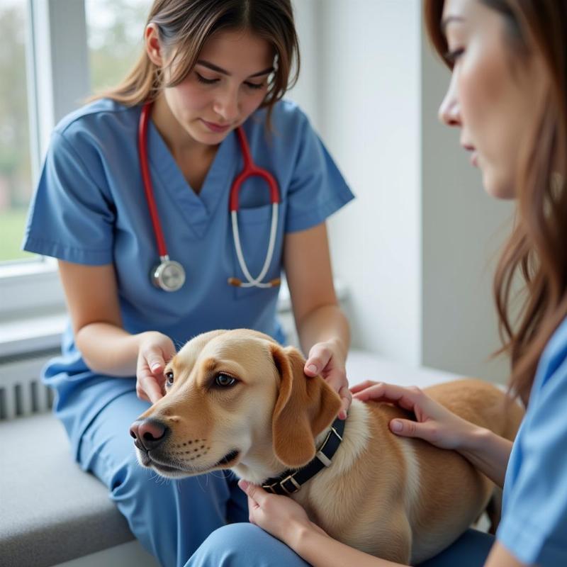 Veterinarian Examining a Dog for Xylitol Poisoning