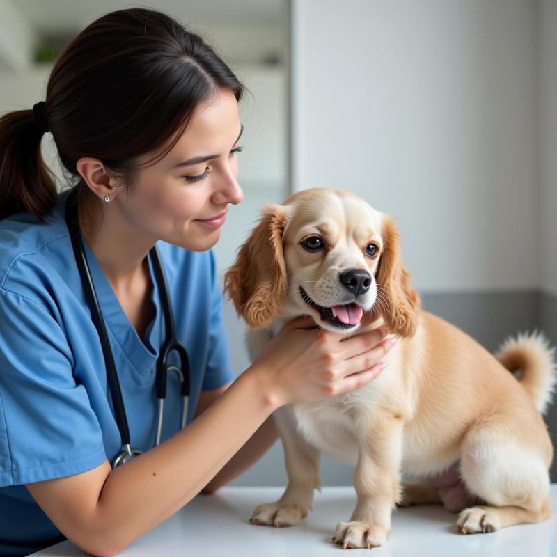 Vet Examining Small Dog