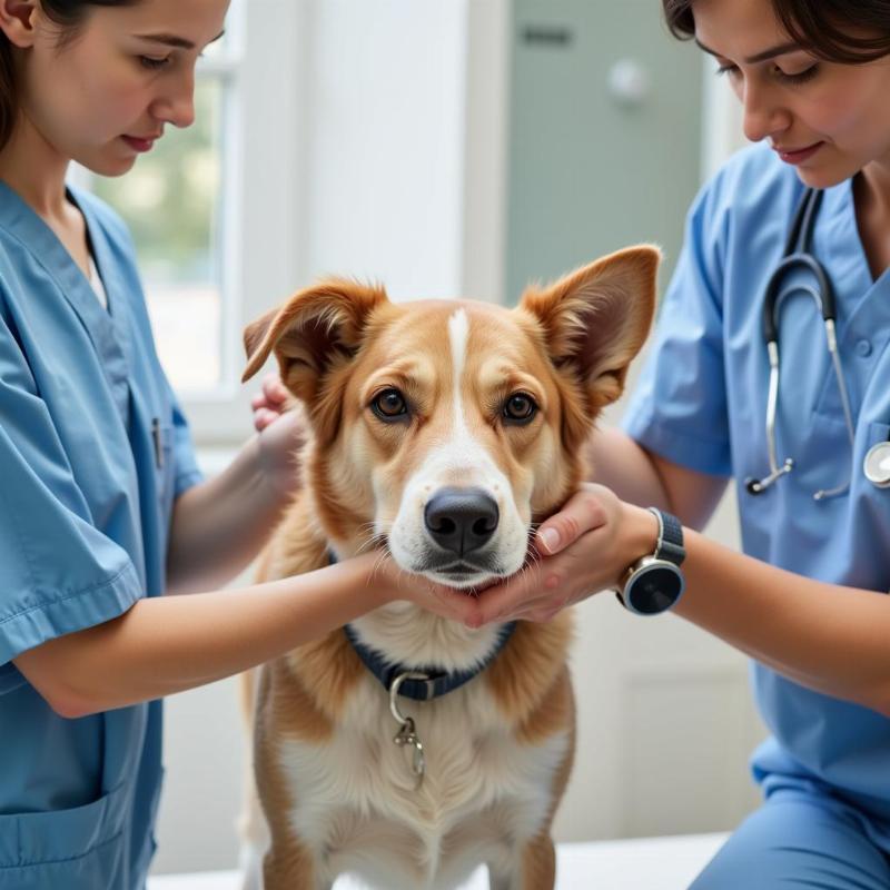 Veterinarian Examining a Dog