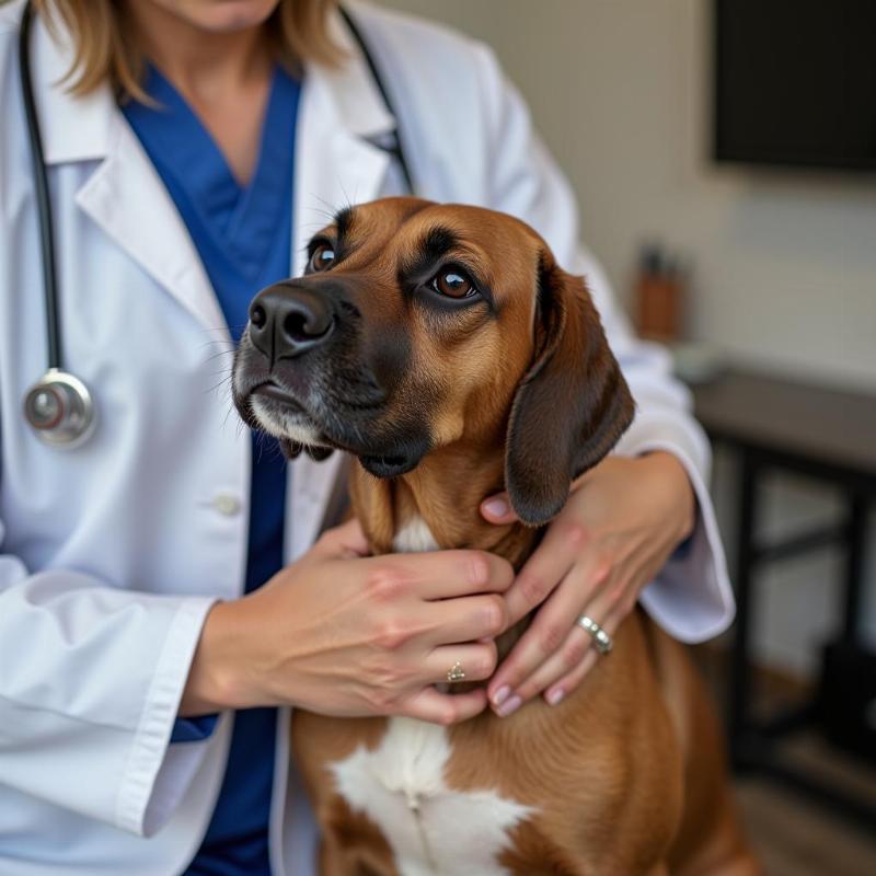 Veterinarian Examining a Dog for Vaccination