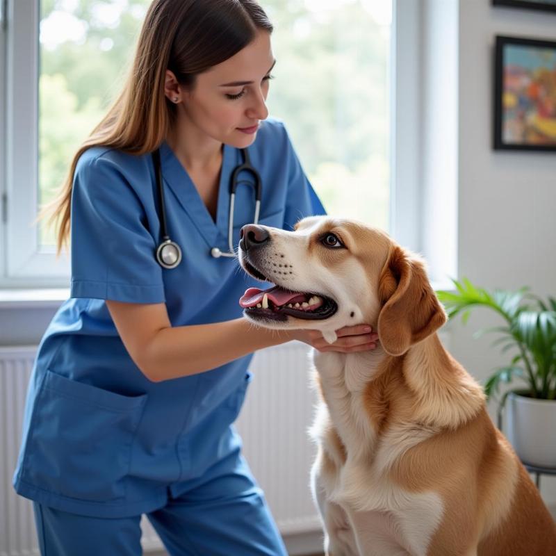 Veterinarian Examining a Dog on a High-Protein Diet