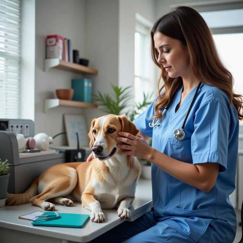 Veterinarian Examining a Dog