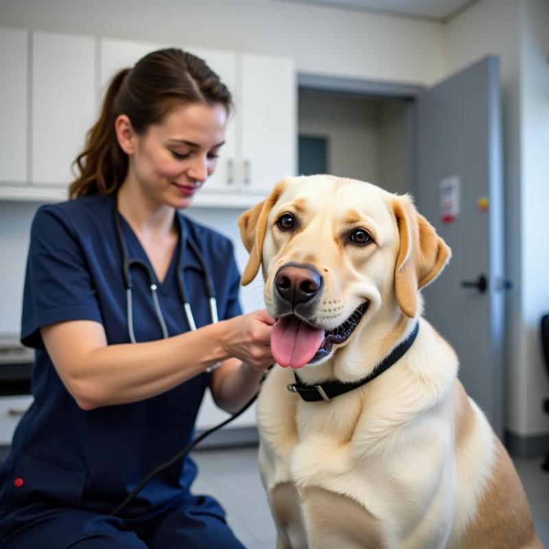 Veterinarian Examining Dog