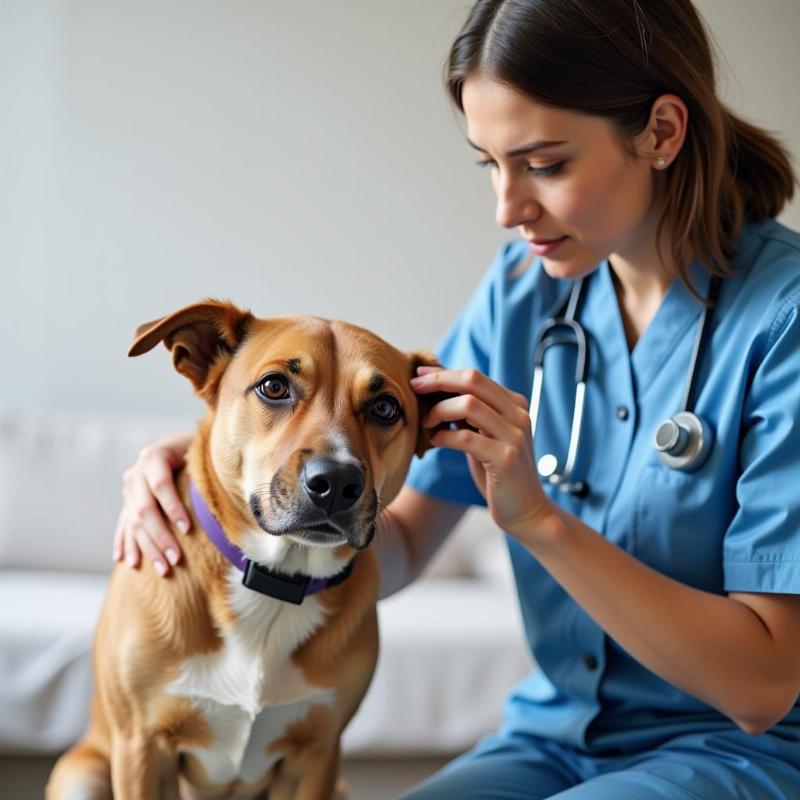 Veterinarian Examining a Dog