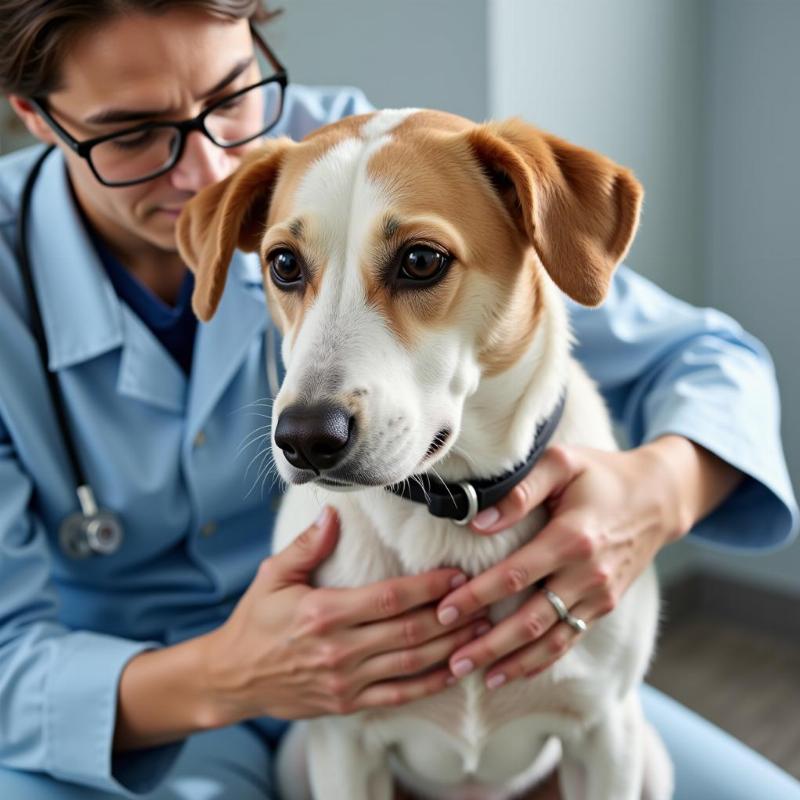 Veterinarian Examining a Dog