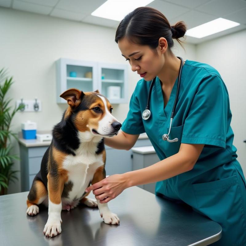 Veterinarian Examining Dog