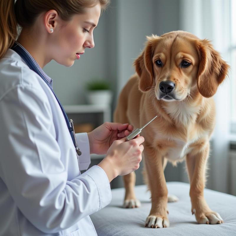 Veterinarian Examining Dog Arthritis