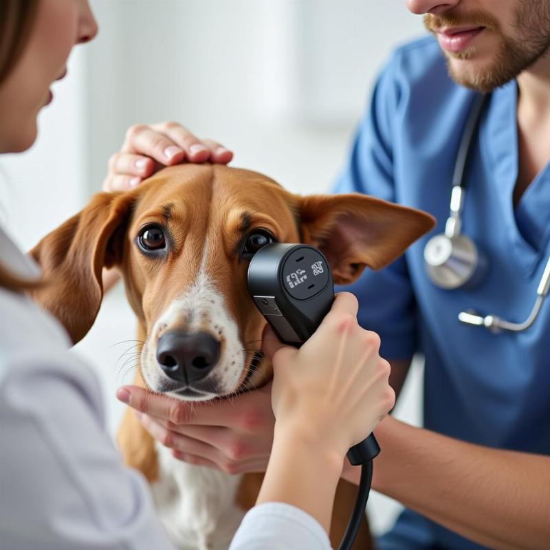 Veterinarian Examining a Dog's Ear