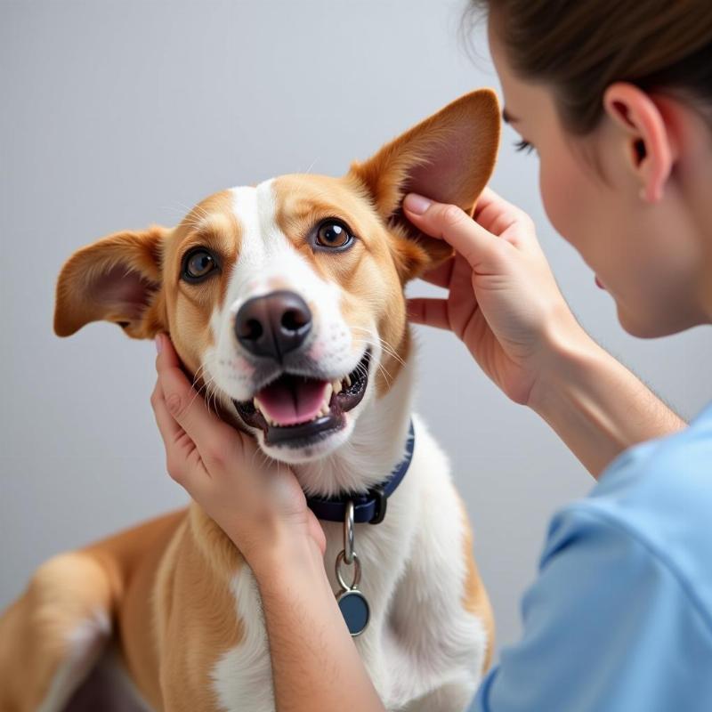 Veterinarian Examining Dog's Ear