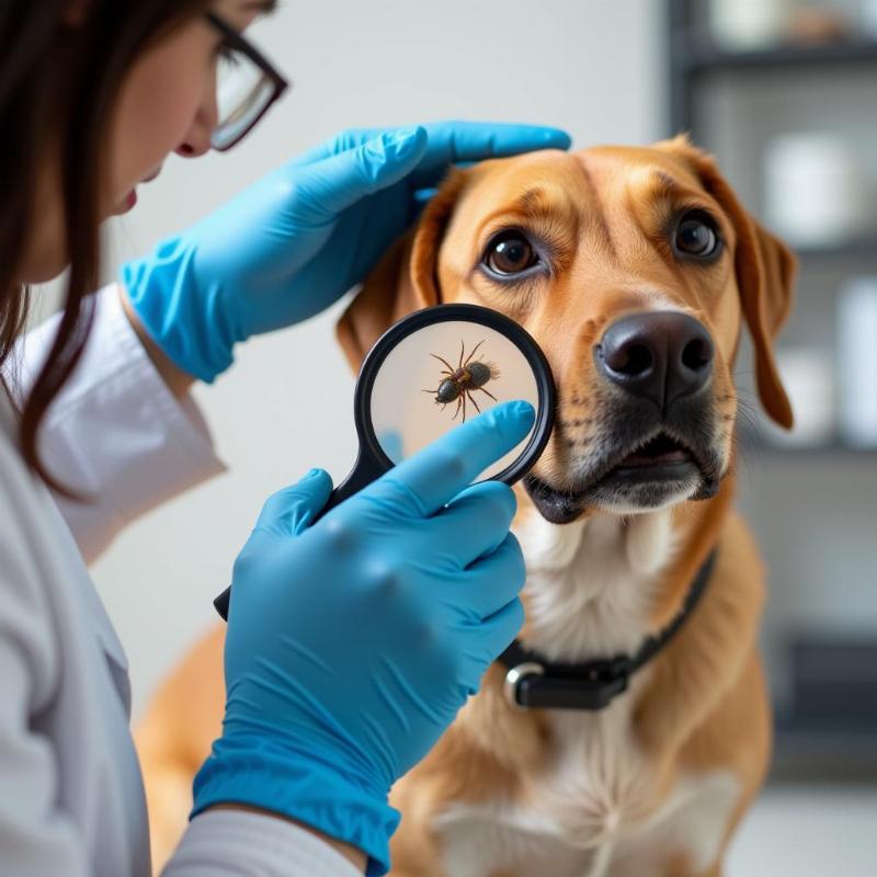 Veterinarian Checking Dog for Parasites