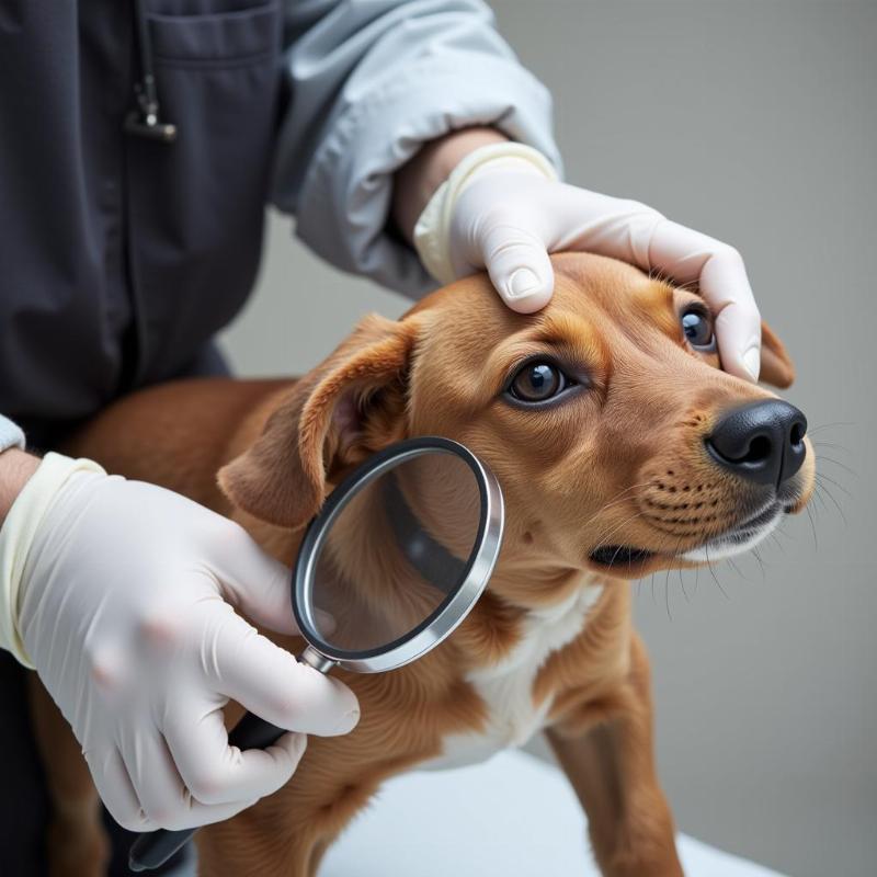 Veterinarian Examining a Dog for Parasites