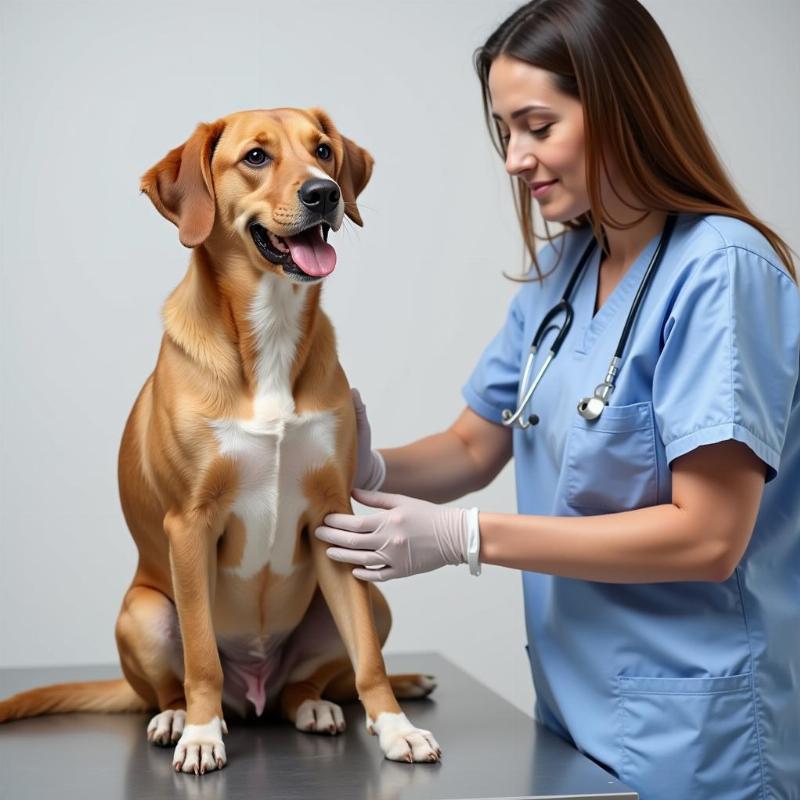 Veterinarian Examining a Dog's Leg