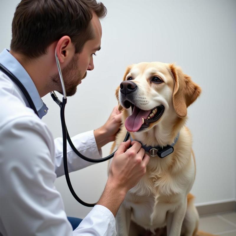 Veterinarian Examining a Dog on Spironolactone