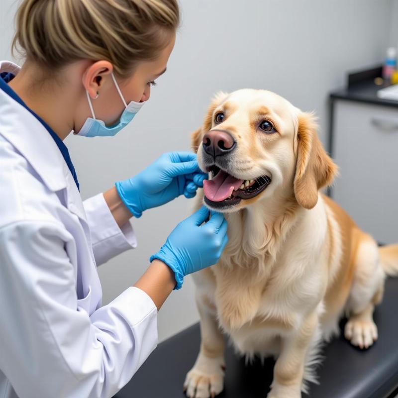 Veterinarian Examining a Dog's Teeth