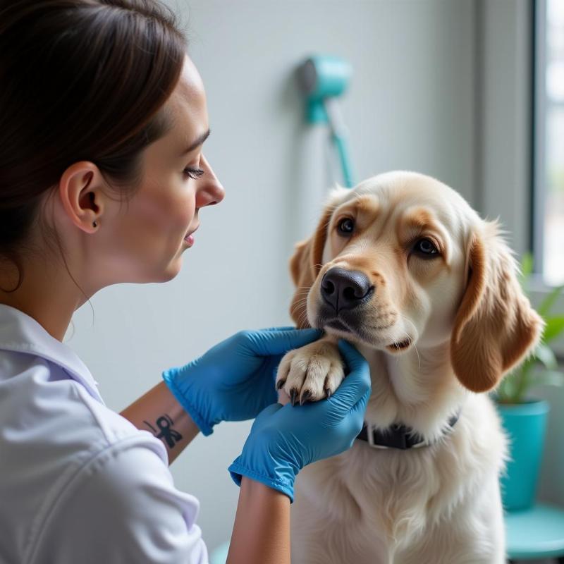 Veterinarian Treating a Dog's Broken Nail