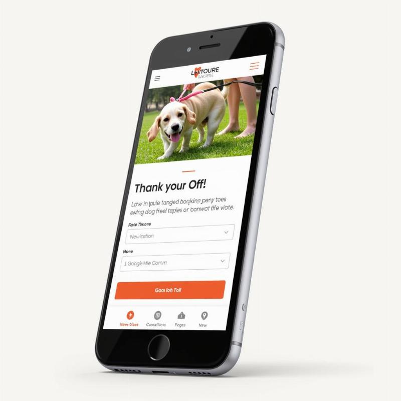 Dog walking booking website on mobile phone