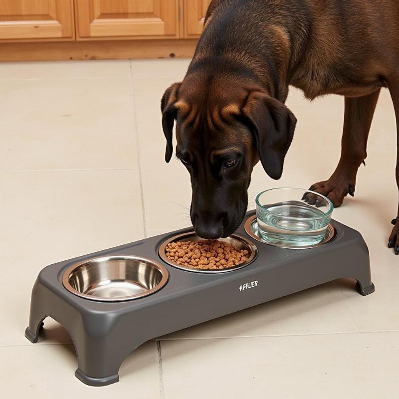 Three bowl raised feeder for large dogs