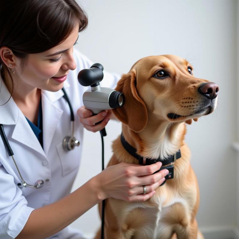 Veterinarian Examining a Dog