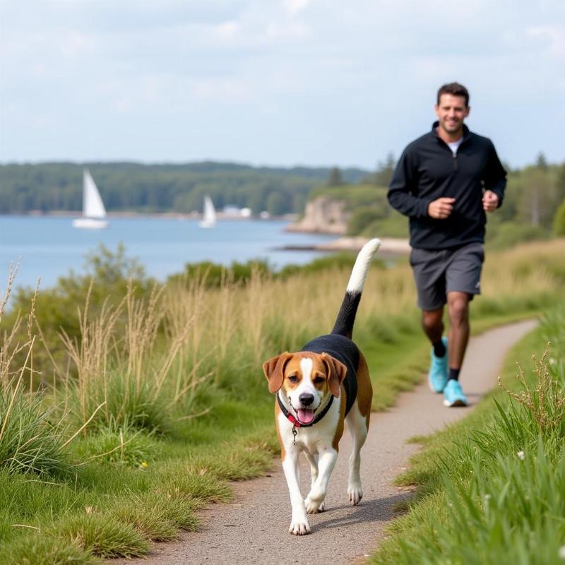 Dog enjoying the Back Cove Trail