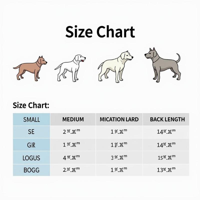 Dog clothes size chart