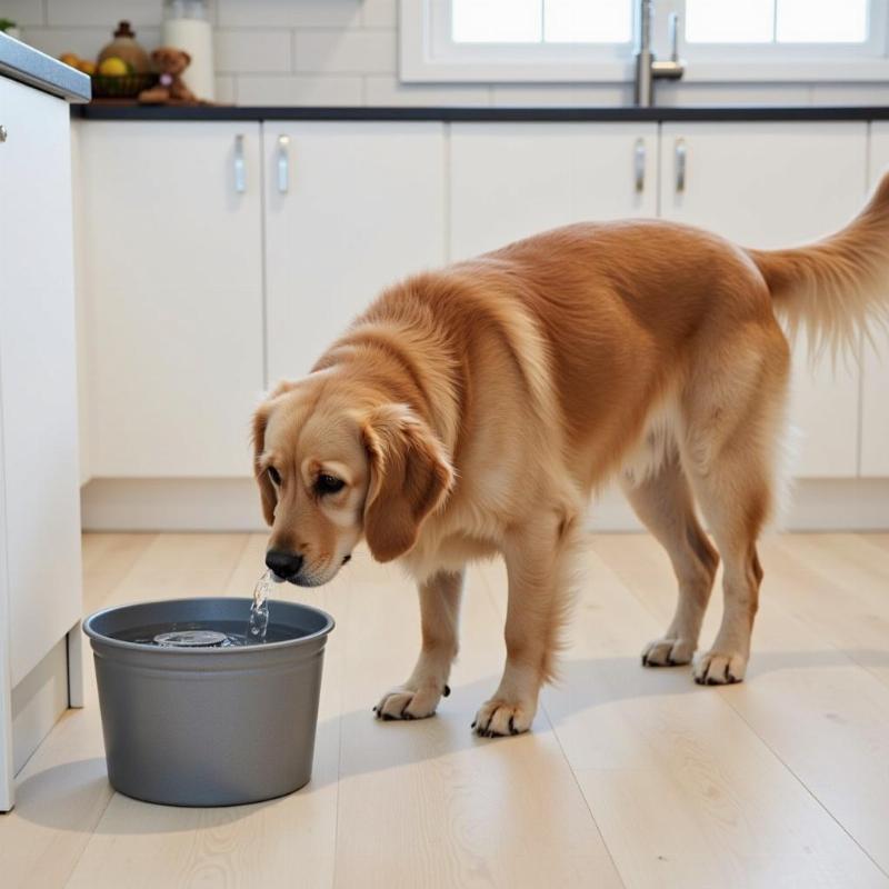 Dog Using the Buster and Punch Dog Bowl