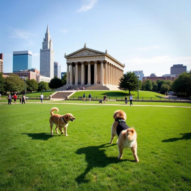 Chó chơi đùa ở Centennial Park, Nashville