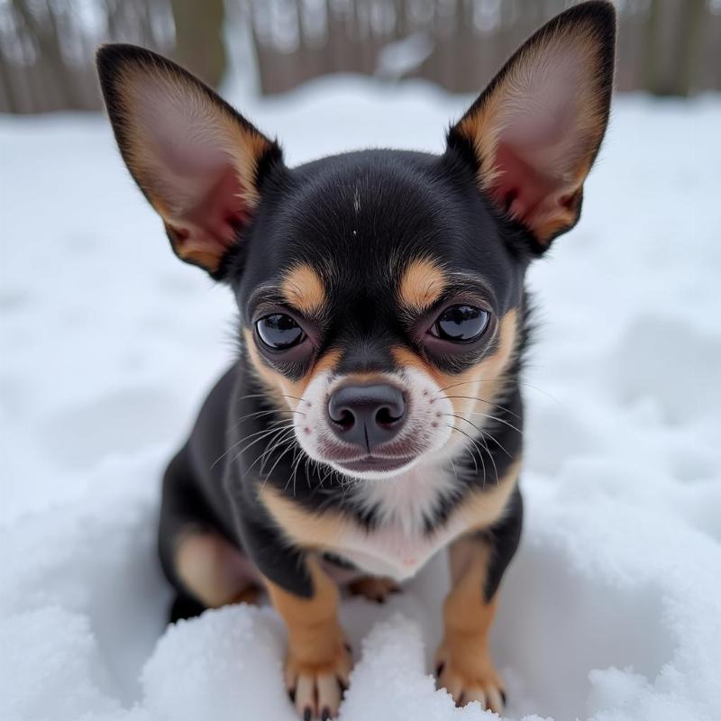 Chihuahua shivering in cold weather