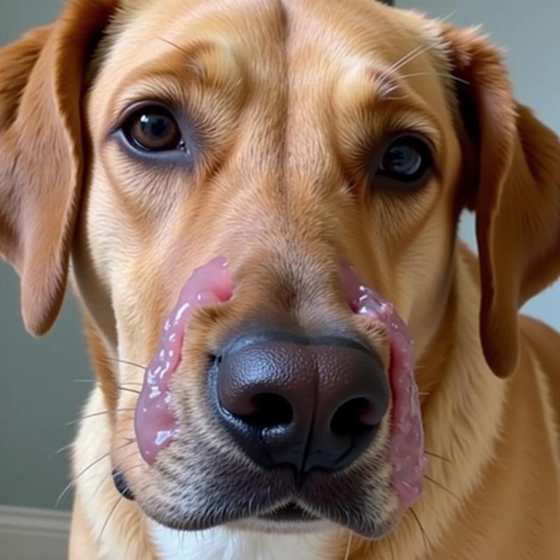 Dog with swollen face from bee sting