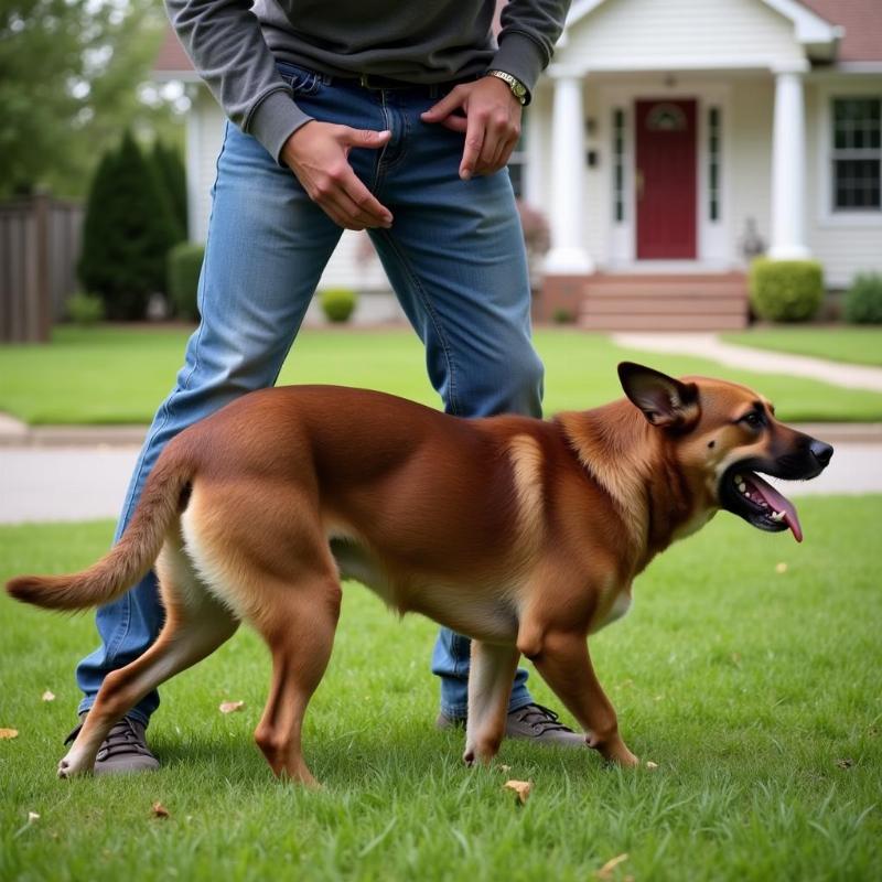 Dog biting someone on the property