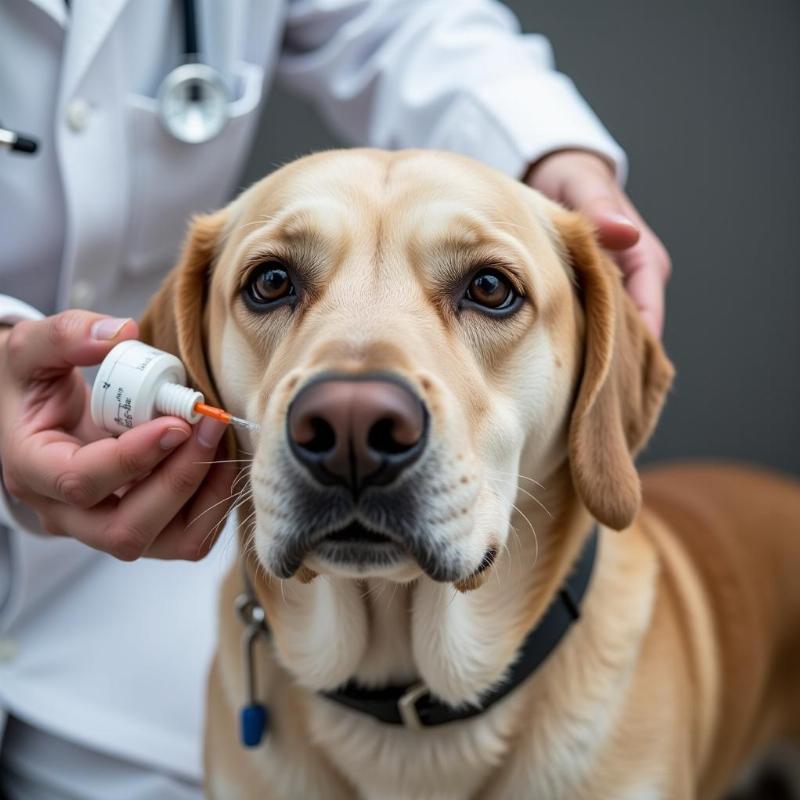 Senior dog receiving arthritis treatment