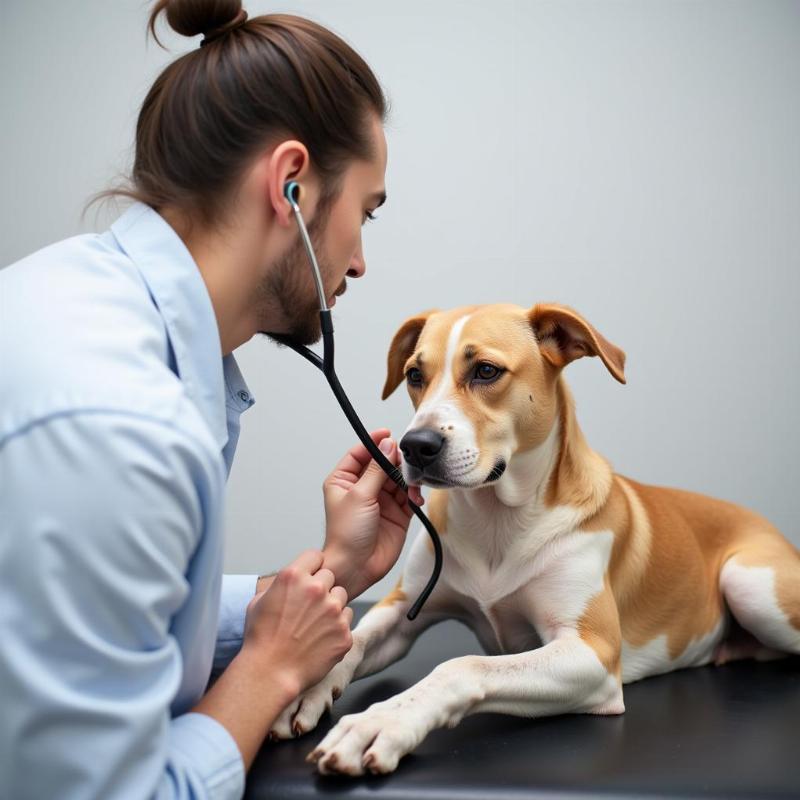 Dog Being Examined at the Vet