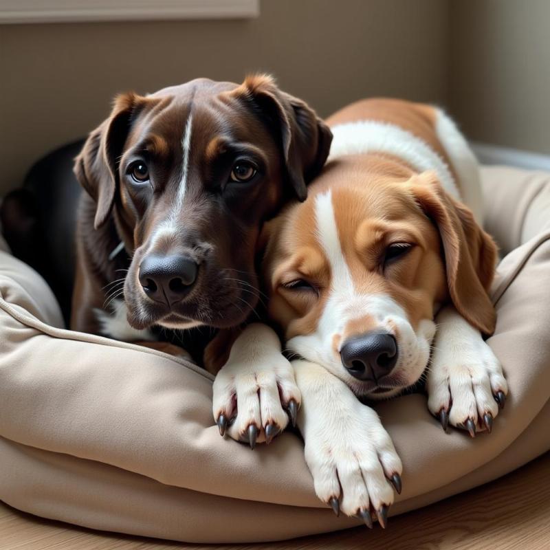 Dogs lying down together