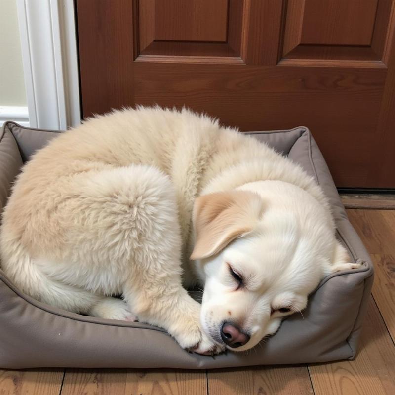 Dog habitually sleeping by the door