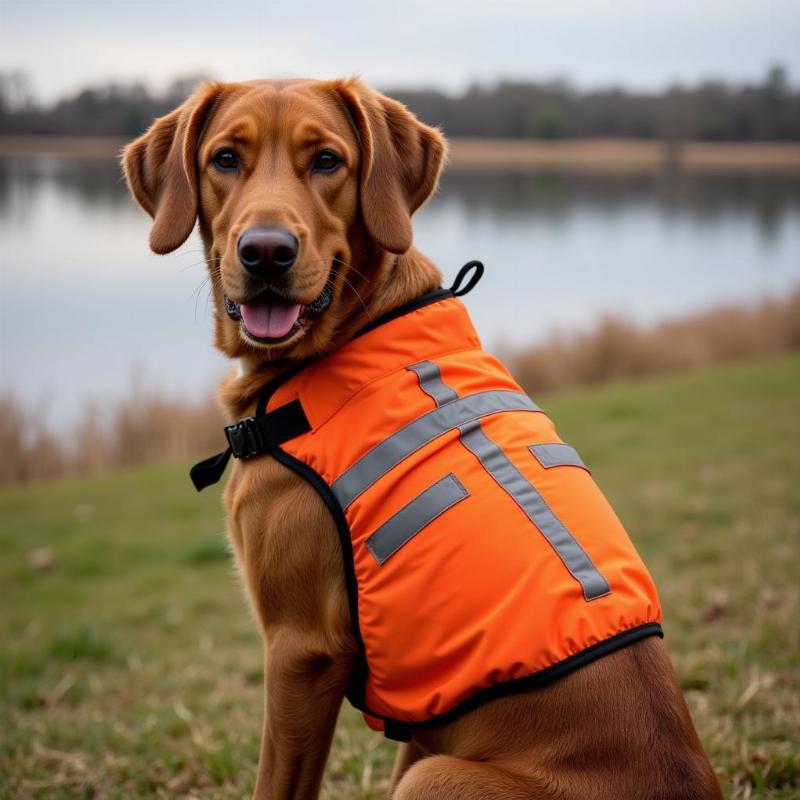 Dog wearing duck hunting vest