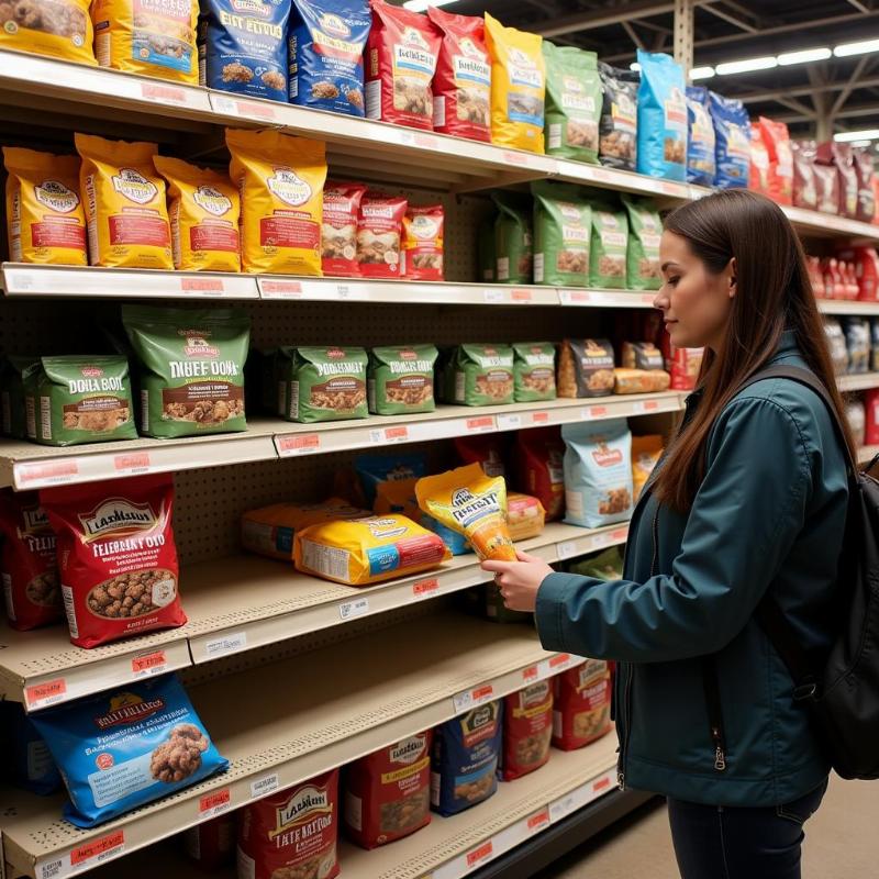 Choosing dog food at Rural King