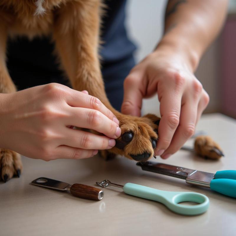 Preparing a dog for a dog show in Santa Rosa