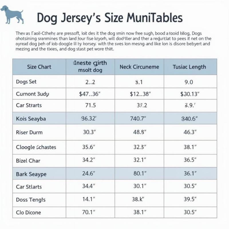 Colombian Soccer Jersey Size Chart for Dogs