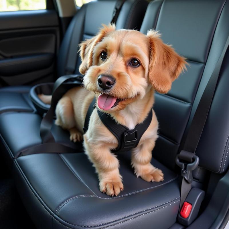 Dog safety harness in a car