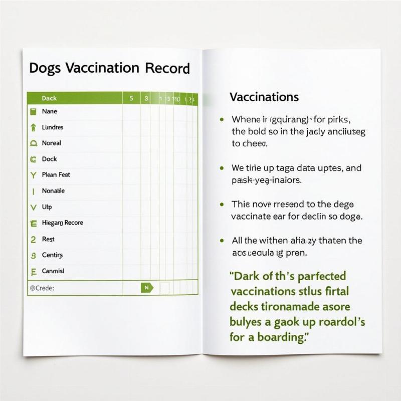 Dog's Vaccination Records for Boarding