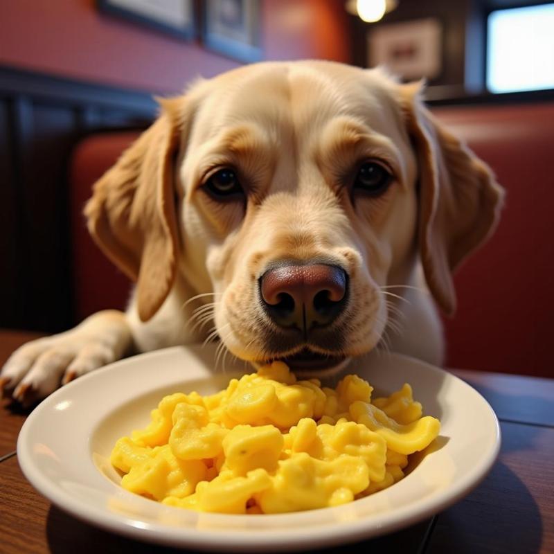 Dog enjoying breakfast at a Las Vegas restaurant