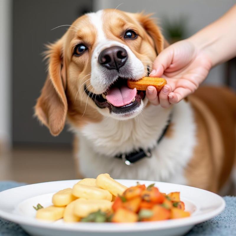 Dog Enjoying a Soft Treat After a Meal