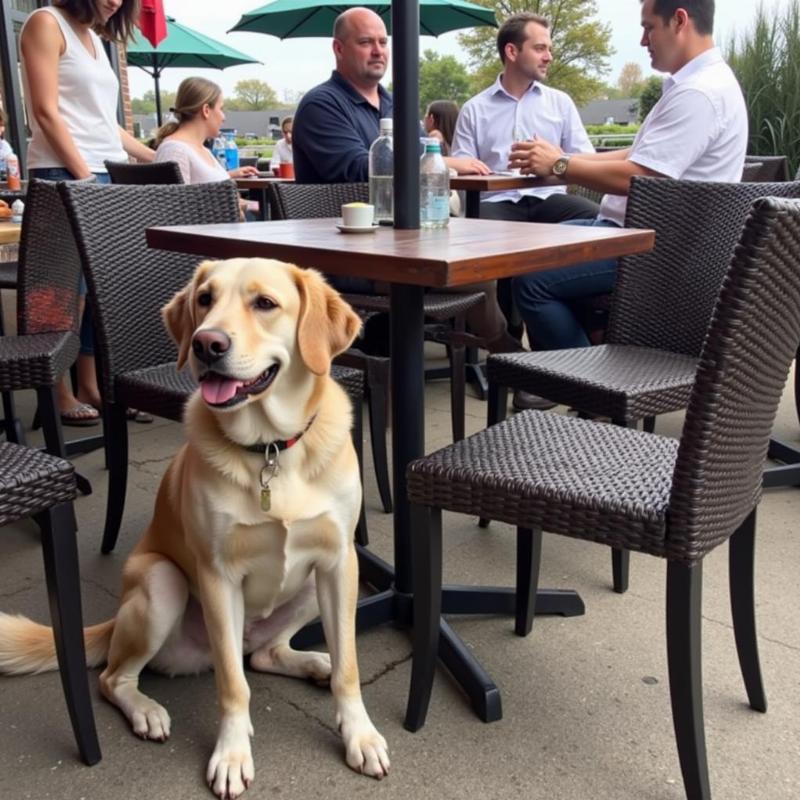 Dog Enjoying Patio Dining in Wellfleet, MA