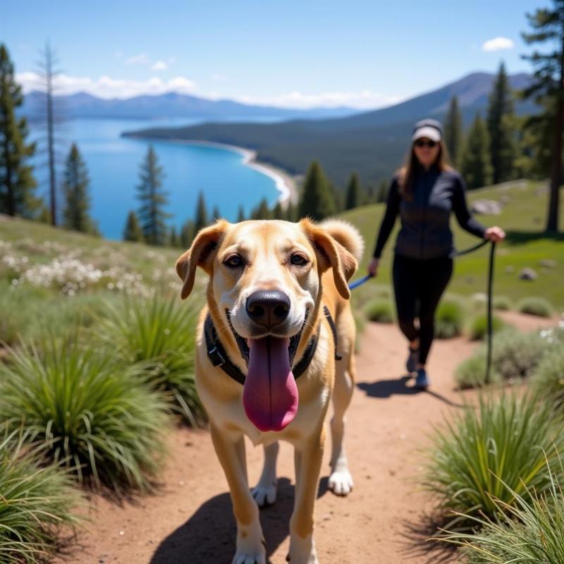 Chó đi bộ đường dài trên đường mòn Lake Tahoe