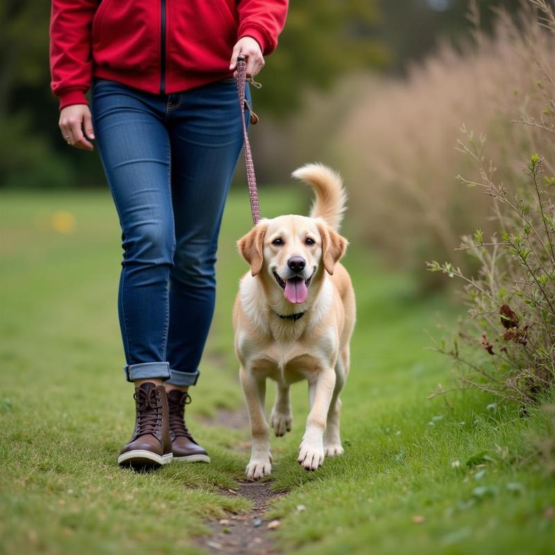 Dog on Leash in Park