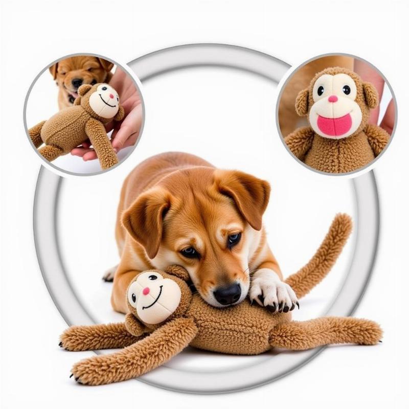 Dog Playing Gently with Cozy Buddy Monkey