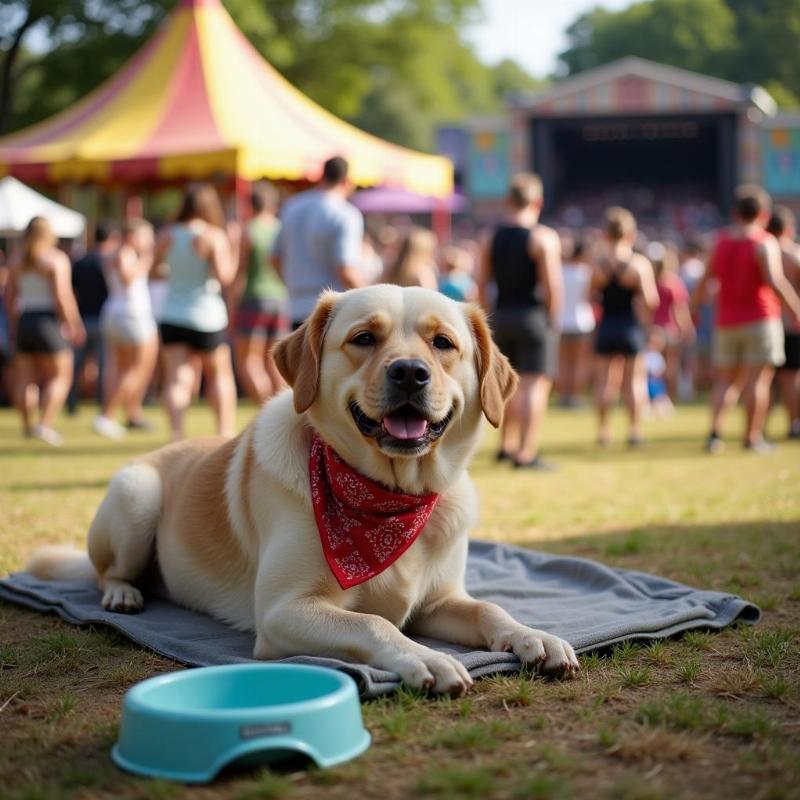 Dog Resting at a Festival